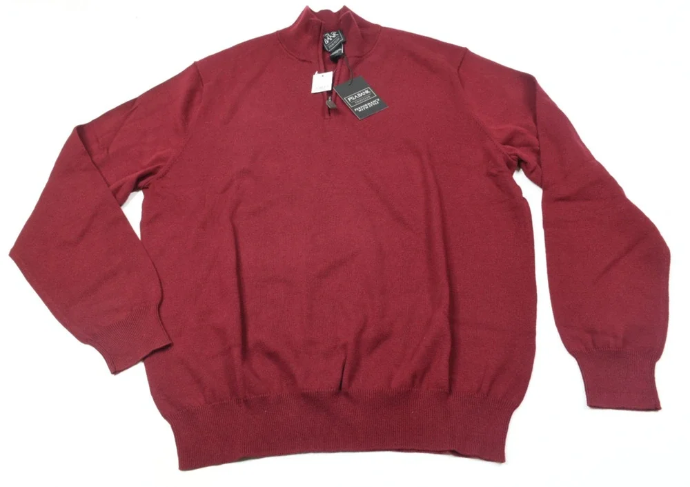 Jos A Bank Traveler Sweater Mens Large Red Long Sleeve Pima Cotton Pullover